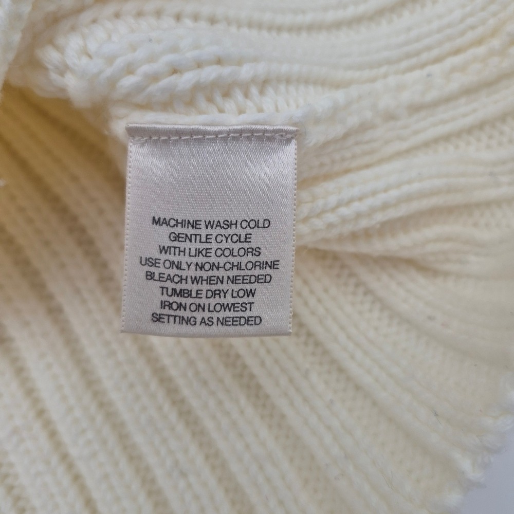 St Johns Bay Womens Cream Cable Knit Shawl Collar Button Front Cardigan Medium - Picture 4 of 5